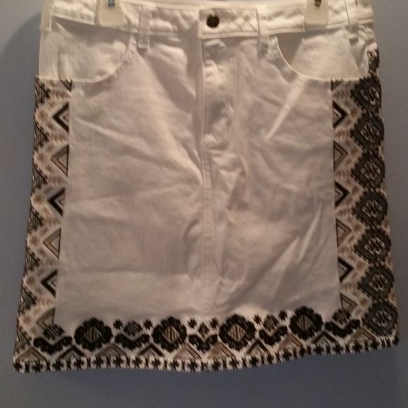 Anthropologie Pilcro and the Letterpress ivory denim skirt NWOT - Picture 3 of 8